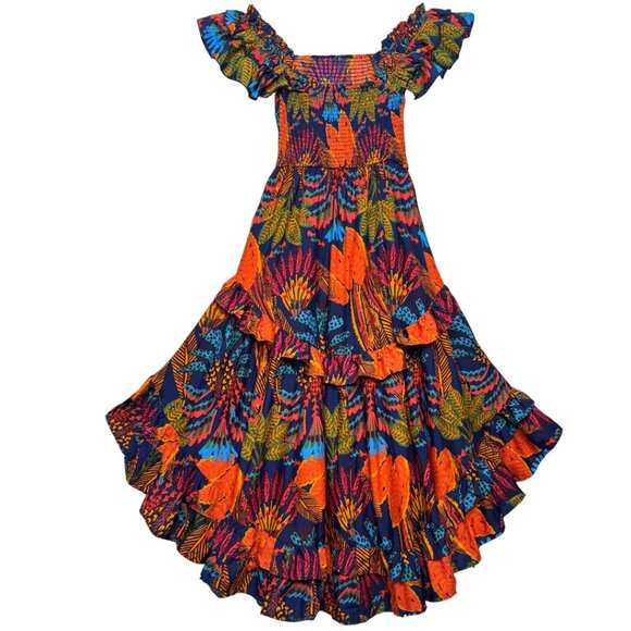 NWT ANTHROPOLOGIE LIVE 4 TRUTH BOHO TROPICAL HI-LO MAXI RUFFLED DRESS RESORT MED - Picture 2 of 7